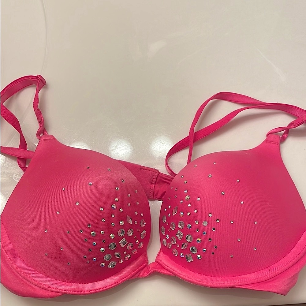 Pink Embellished Women's Bra